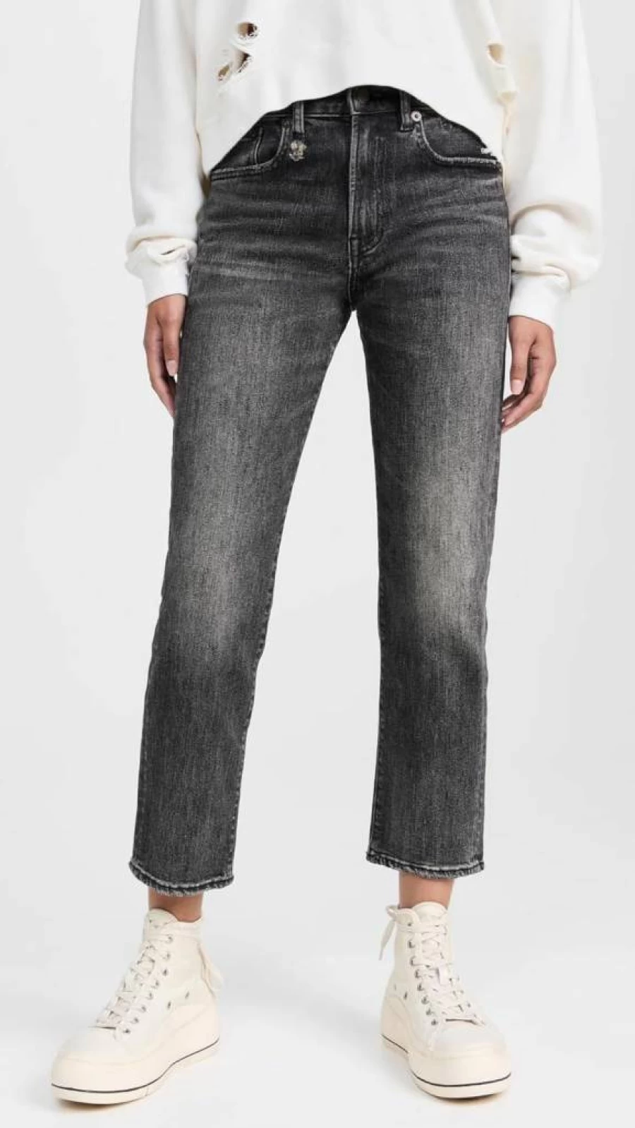 R13 Women's High-Waisted Romeo Distressed Skinny Jeans - Vintage Blue Denim Pants