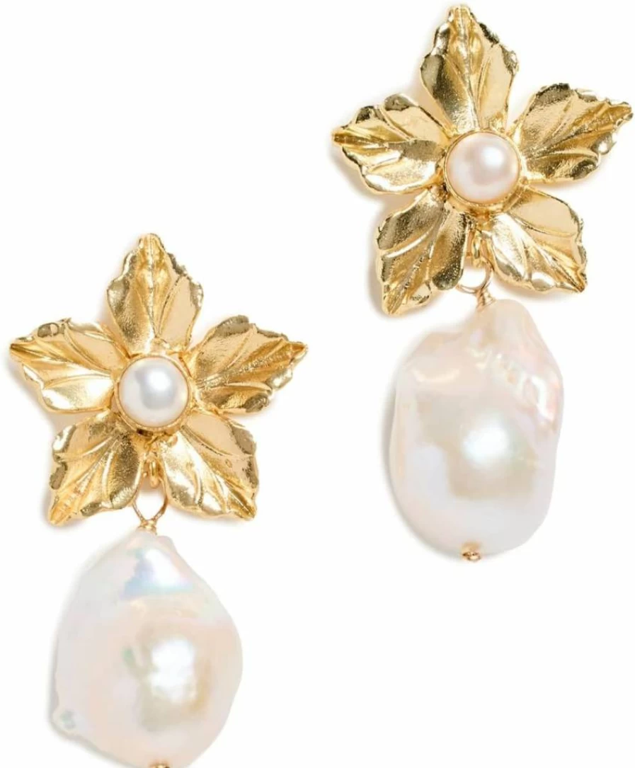 Brinker & Eliza Scarlett Stud Earrings for Women - Elegant Gold Hoop Earrings with Cubic Zirconia