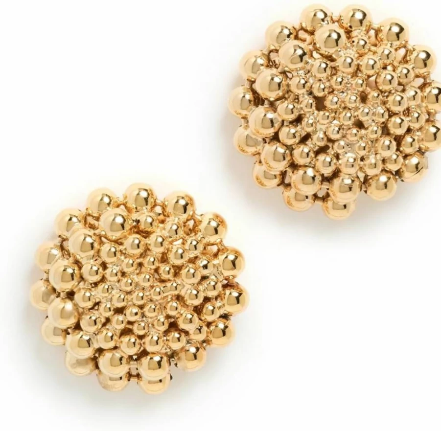 LELET NY Zoe Ball Chain Button Earrings for Women - Trendy Gold-Tone Stud Earrings with Elegant Chain Detail