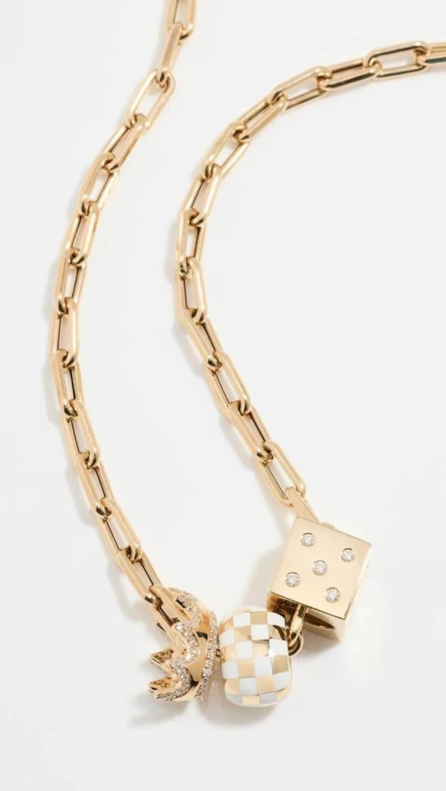 Adina Reyter Women's Fashion Crown Roller Necklace with Big Beads - Elegant Statement Jewelry