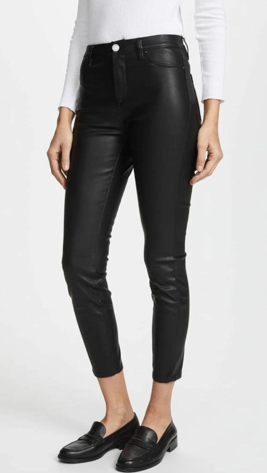 BLANKNYC Women's Mid Rise Vegan Leather Skinny Pants - Faux Leather Stretch Trousers for Women