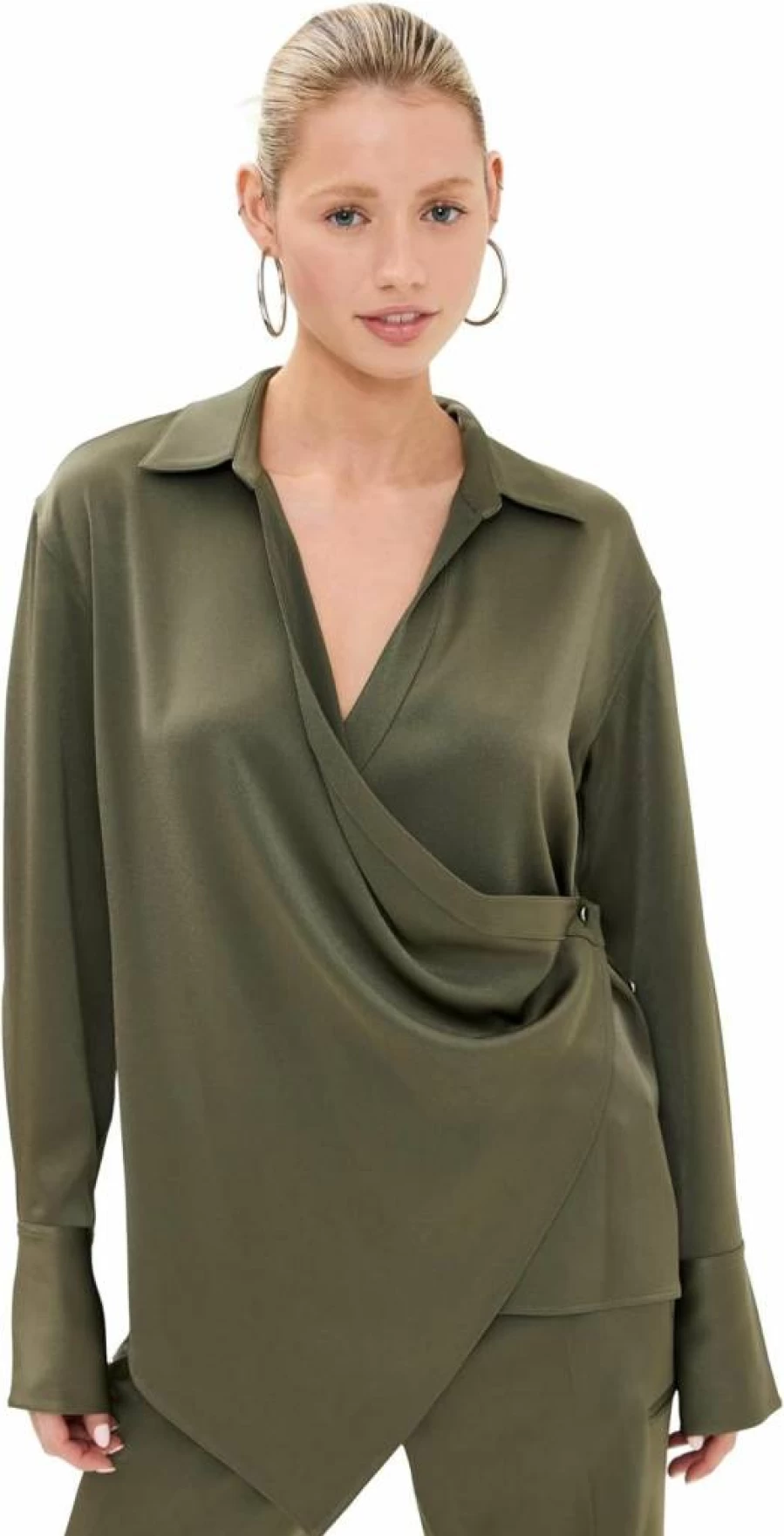 Helmut Lang Women's Relaxed Wrap Shirt - Stylish Casual Long Sleeve Top for Women