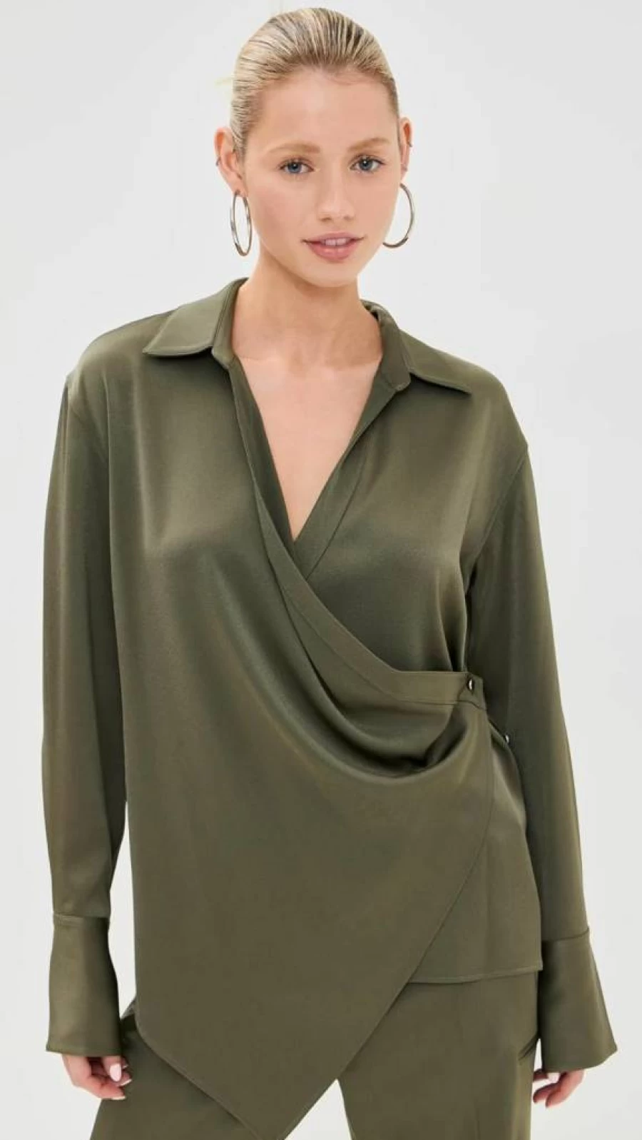 Helmut Lang Women's Relaxed Wrap Shirt - Stylish Casual Long Sleeve Top for Women