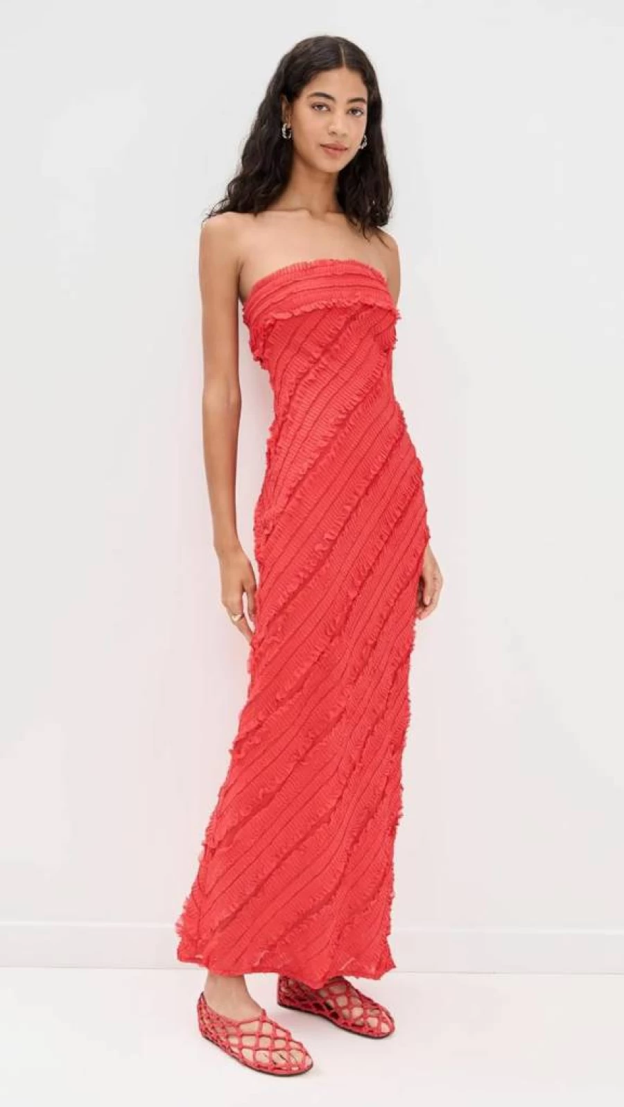 Endless Rose Women's Strapless Ruffled Maxi Dress - Floral Summer Beach Wedding Guest Gown