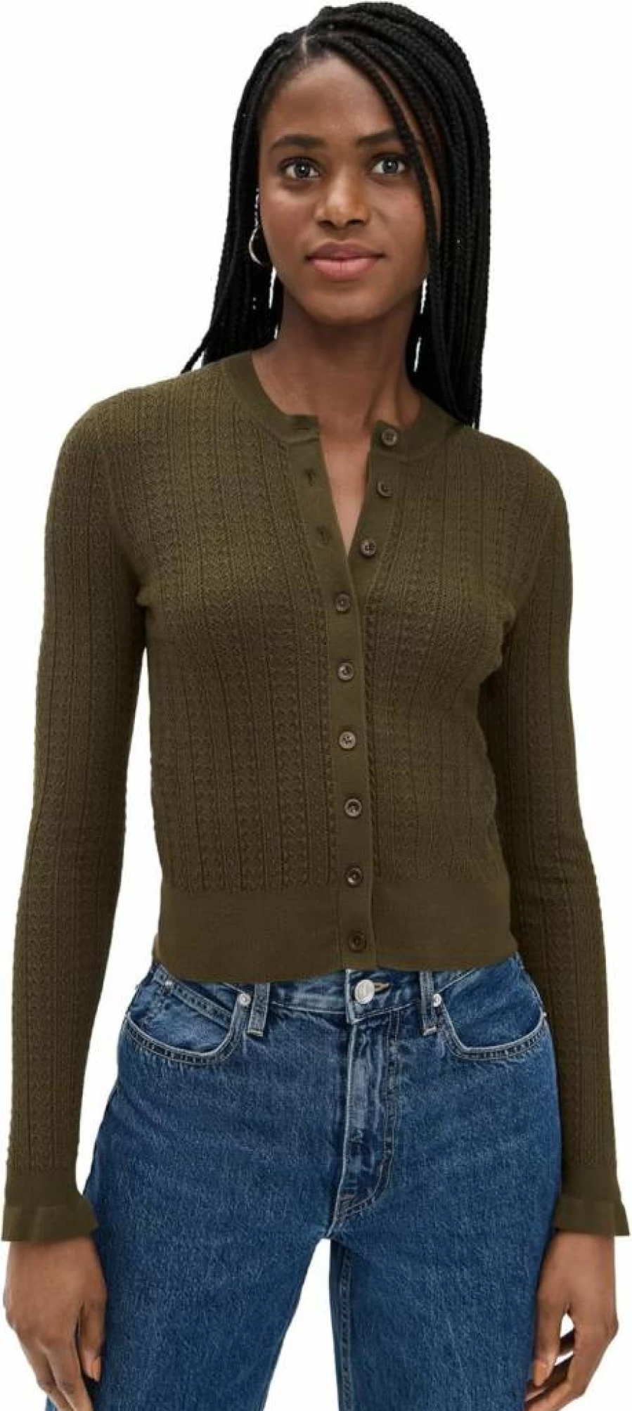 Madewell Women's Cole Cardigan with Lace Detail - Cozy Winter Knit Sweater