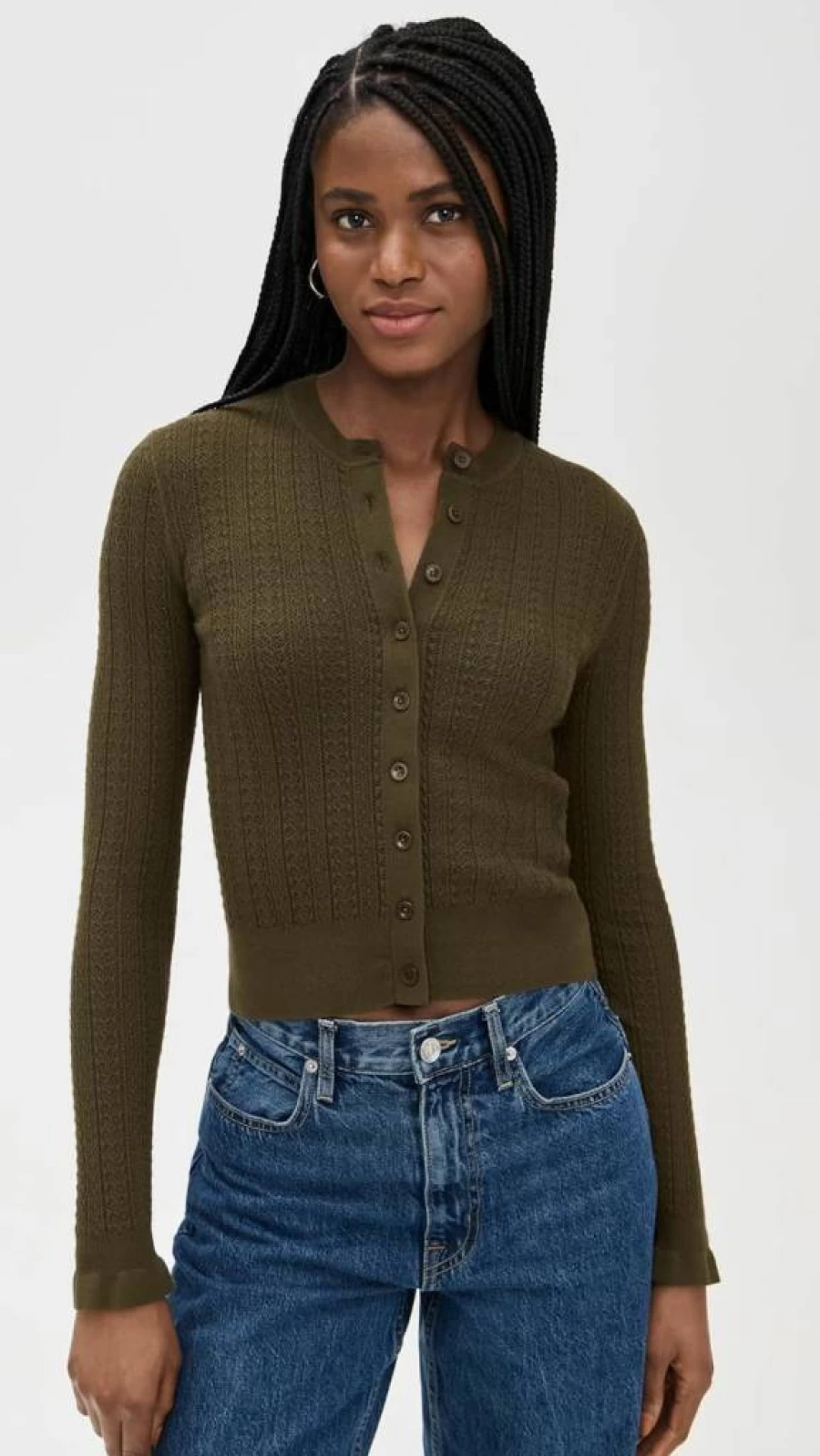 Madewell Women's Cole Cardigan with Lace Detail - Cozy Winter Knit Sweater
