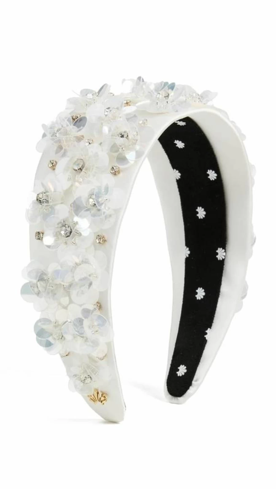 Lele Sadoughi Women's Brigitte Floral Headband with Paillette Details, Dove White, Elegant Hair Accessory for Women, 1 Count