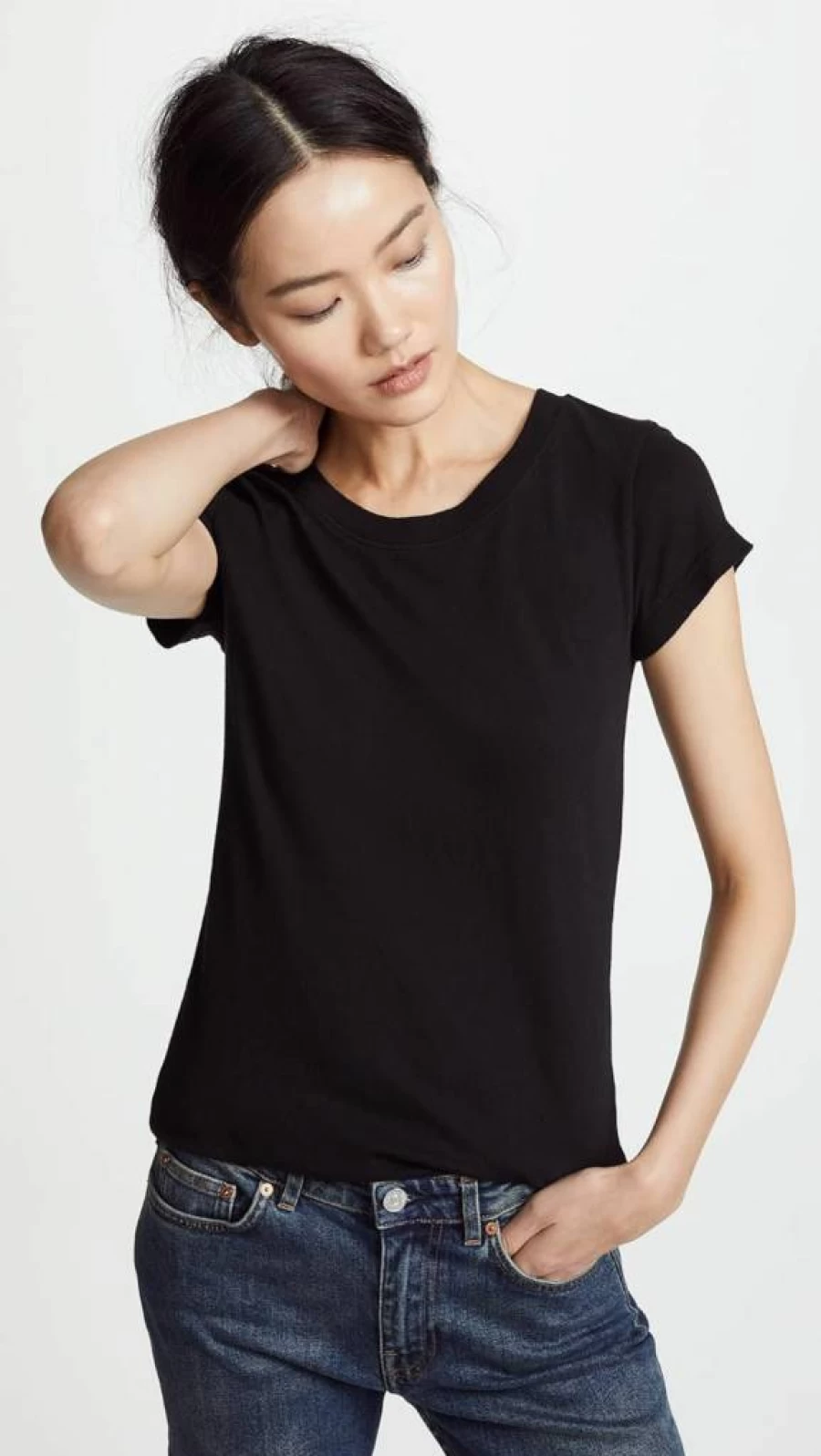 L'AGENCE Women's Cory Crew Neck T-Shirt | Classic Fit Cotton Tee