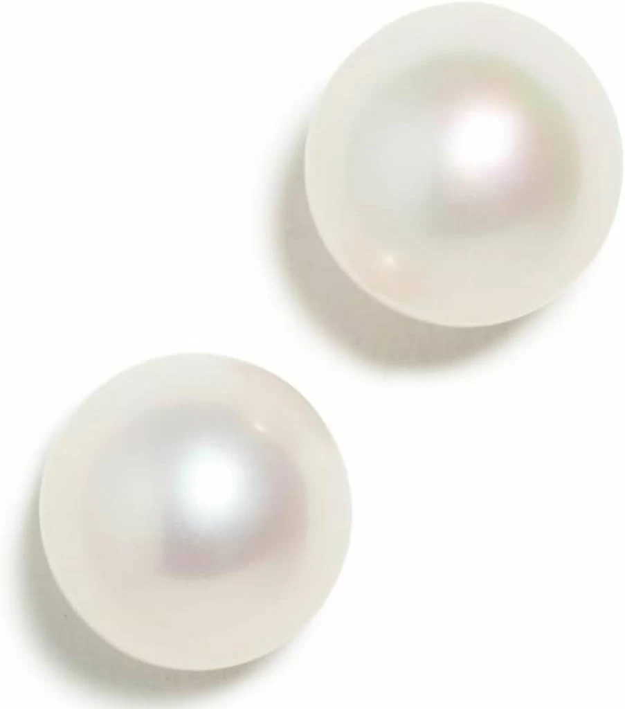 ZOE CHICCO 14K Gold White Freshwater Pearl Stud Earrings for Women - 6mm Cultured Pearl