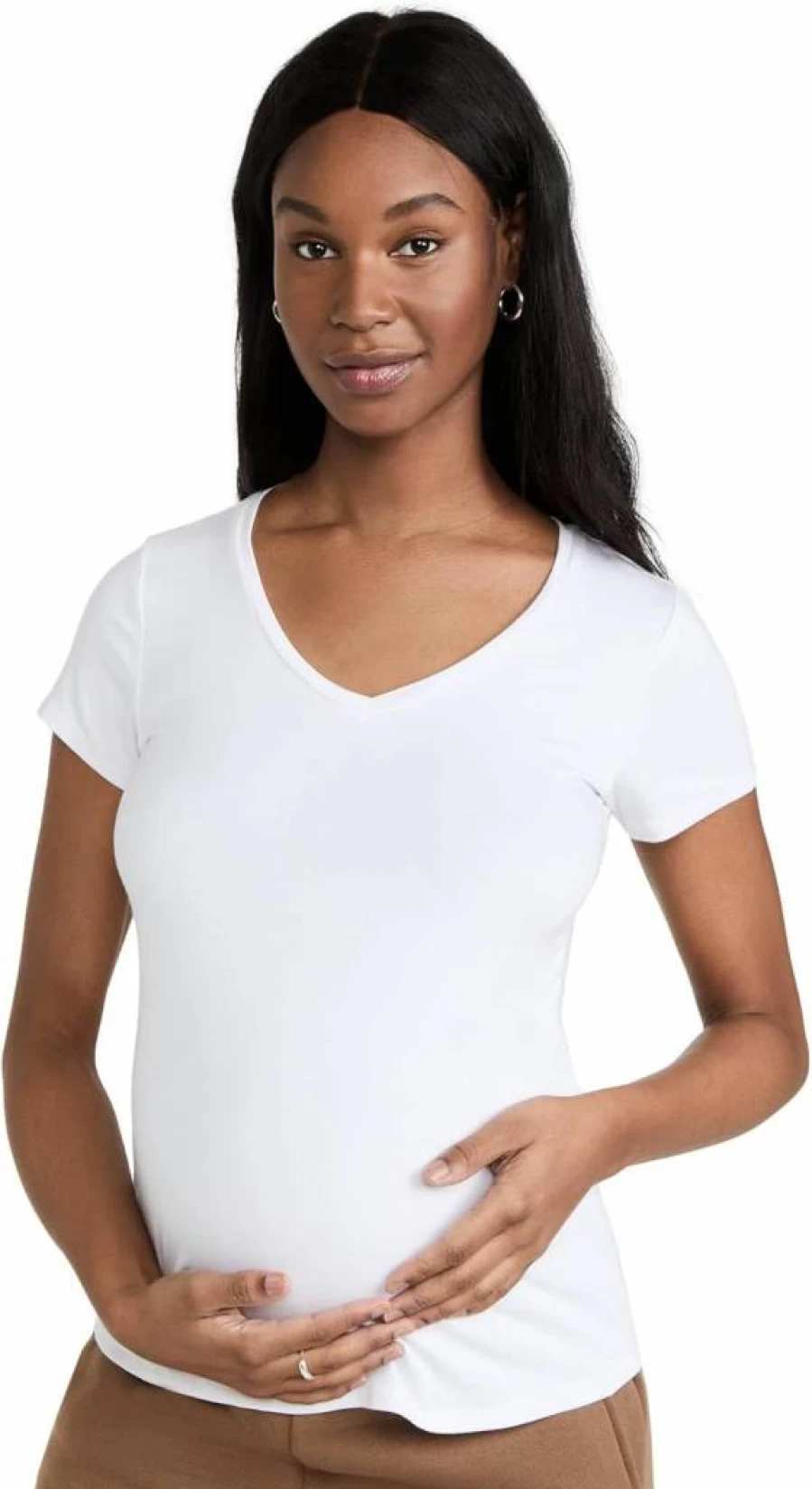 Ingrid & Isabel Women's Maternity Basic Short Sleeve V-Neck T-Shirt for Pregnancy Comfort
