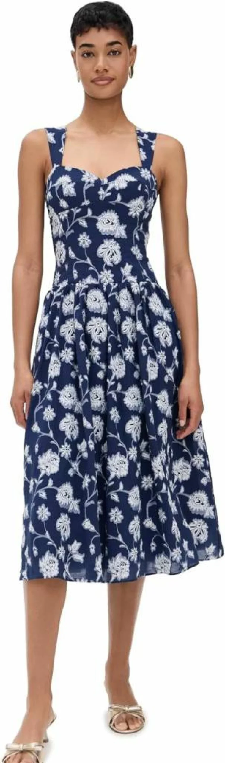 Amanda Uprichard Women's Abernathy Dress - Elegant Floral Print Summer Midi Dress with V-Neck and Ruffle Sleeves