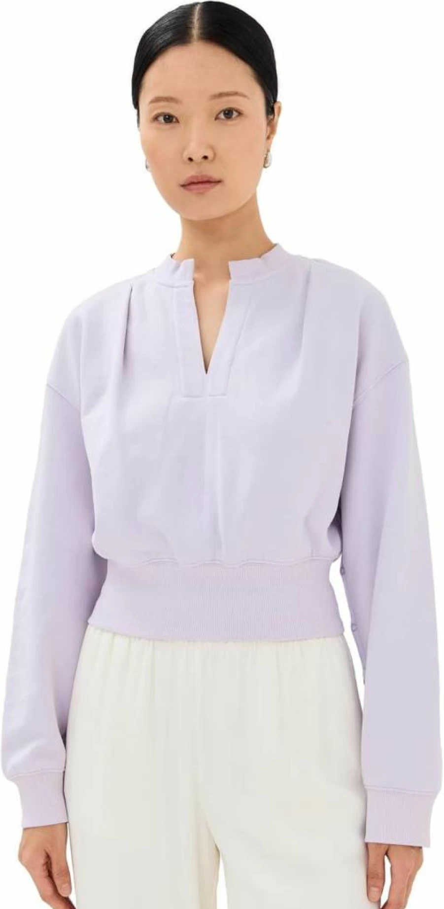 3.1 Phillip Lim Women's Cropped Sweatshirt with Snap Button Details