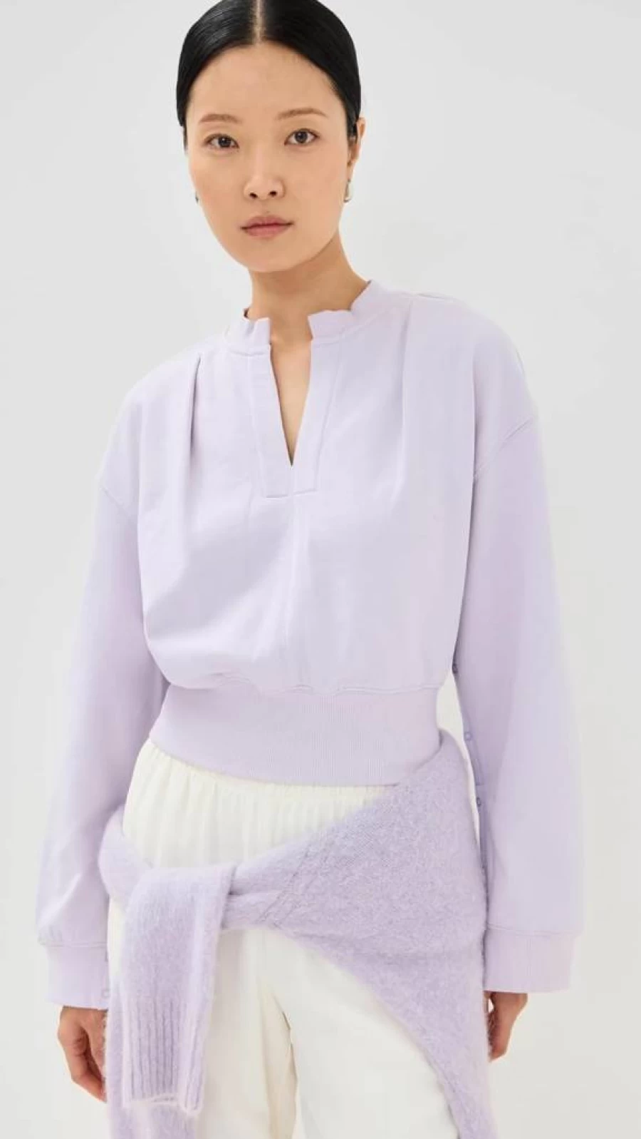 3.1 Phillip Lim Women's Cropped Sweatshirt with Snap Button Details