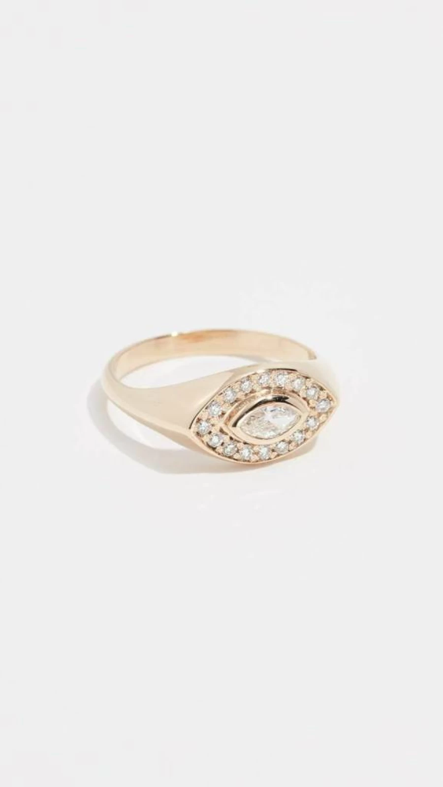 ZOE CHICCO 14K Yellow Gold Marquis Cut Signet Ring for Women - Elegant Minimalist Band