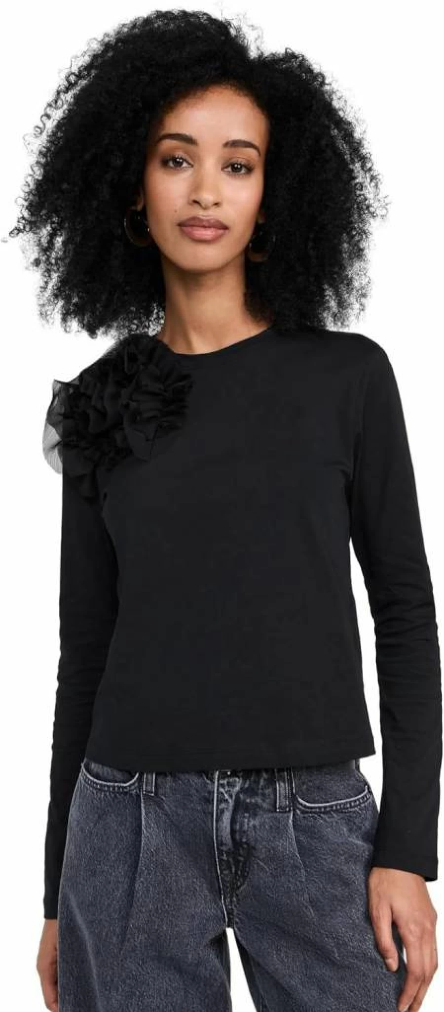 Ulla Johnson Women's Kaja Top - Floral Embroidered Blouse with Puff Sleeves and V-Neck