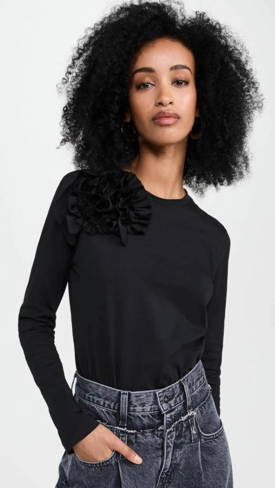 Ulla Johnson Women's Kaja Top - Floral Embroidered Blouse with Puff Sleeves and V-Neck