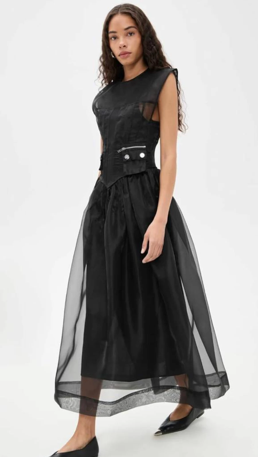 Ganni Women's Organza Corset Dress - Elegant Technical Design for Fashionable Style