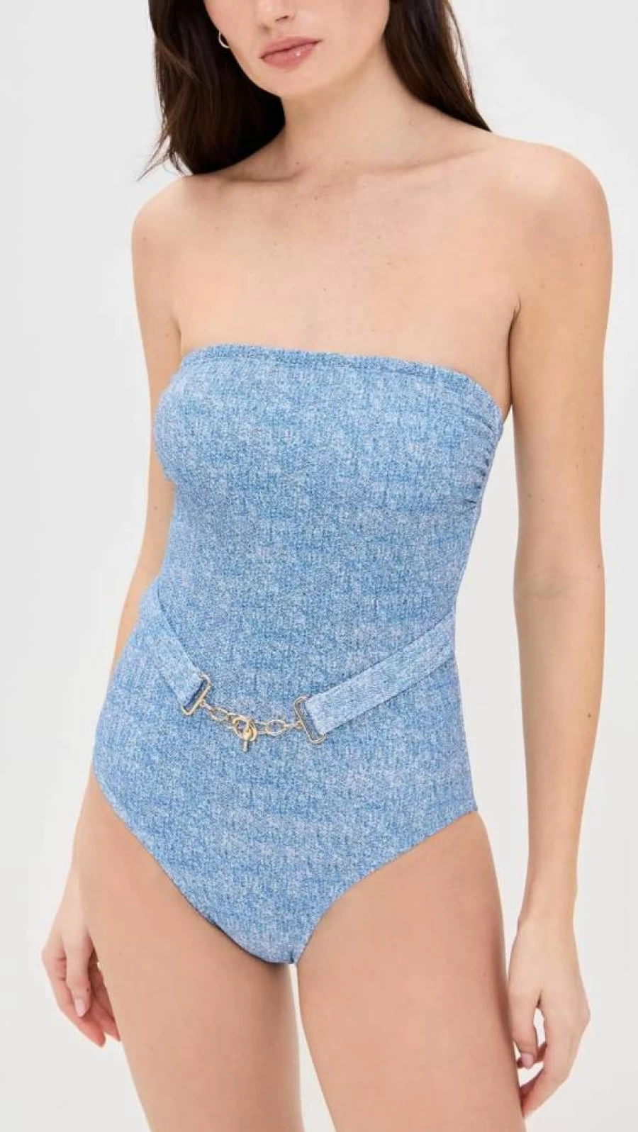 Shoshanna Women's Denim Texture Belted Jumpsuit - Stylish One-Piece Outfit for Women