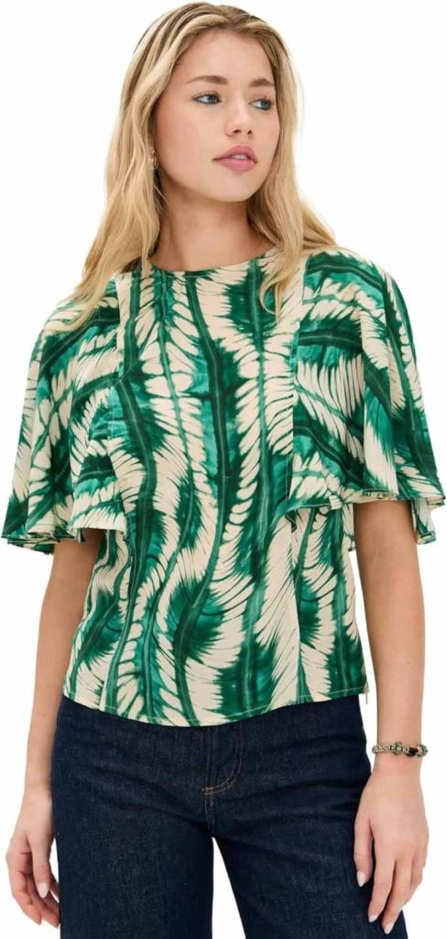 Ulla Johnson Women's Ada Top - Floral Printed Blouse with V-Neck and Puff Sleeves
