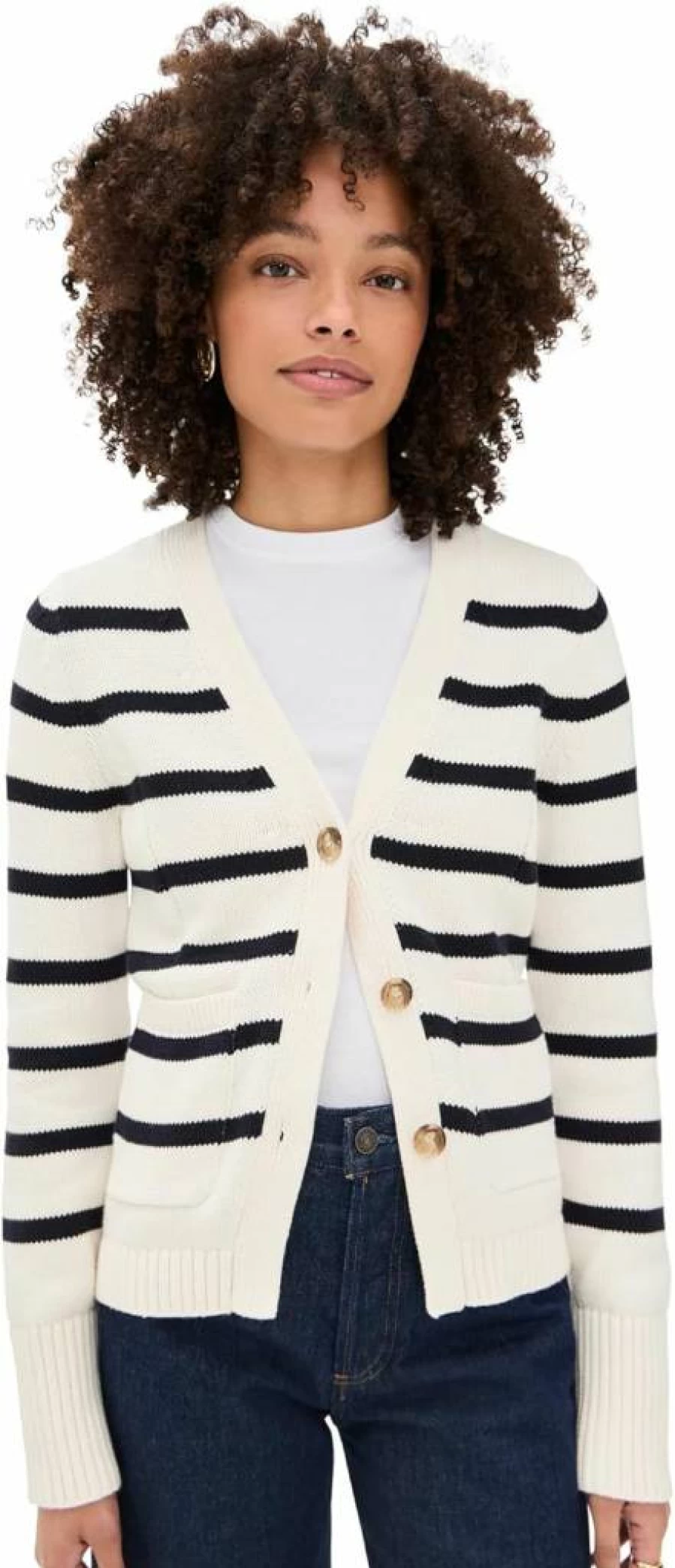 White + Warren Women's Waisted Cotton Cardigan with Pockets - Soft Knit Sweater