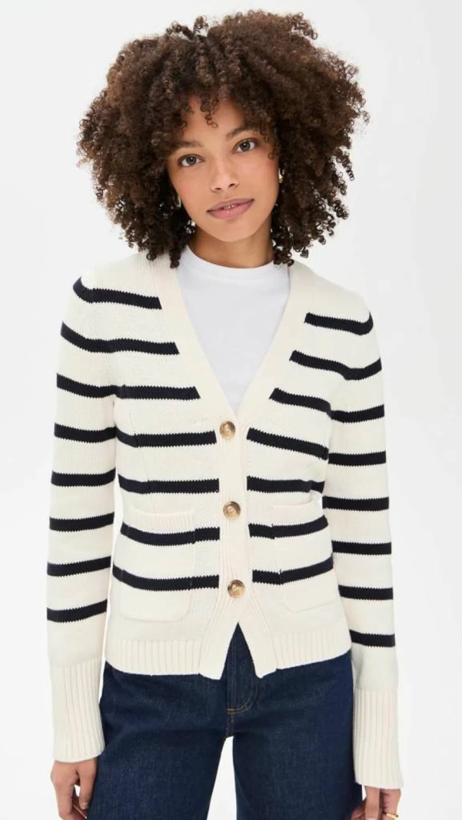 White + Warren Women's Waisted Cotton Cardigan with Pockets - Soft Knit Sweater