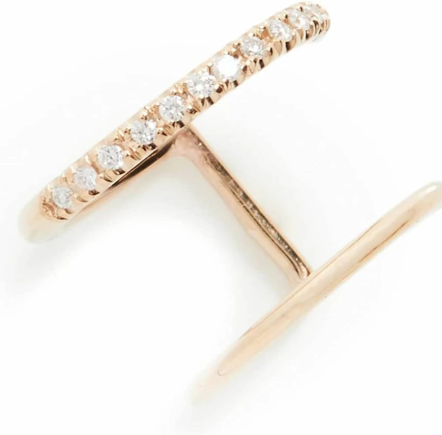 ZOE CHICCO 14K Gold Diamond Double Ear Cuff for Women - Elegant Pave Wire Ear Cuff Jewelry