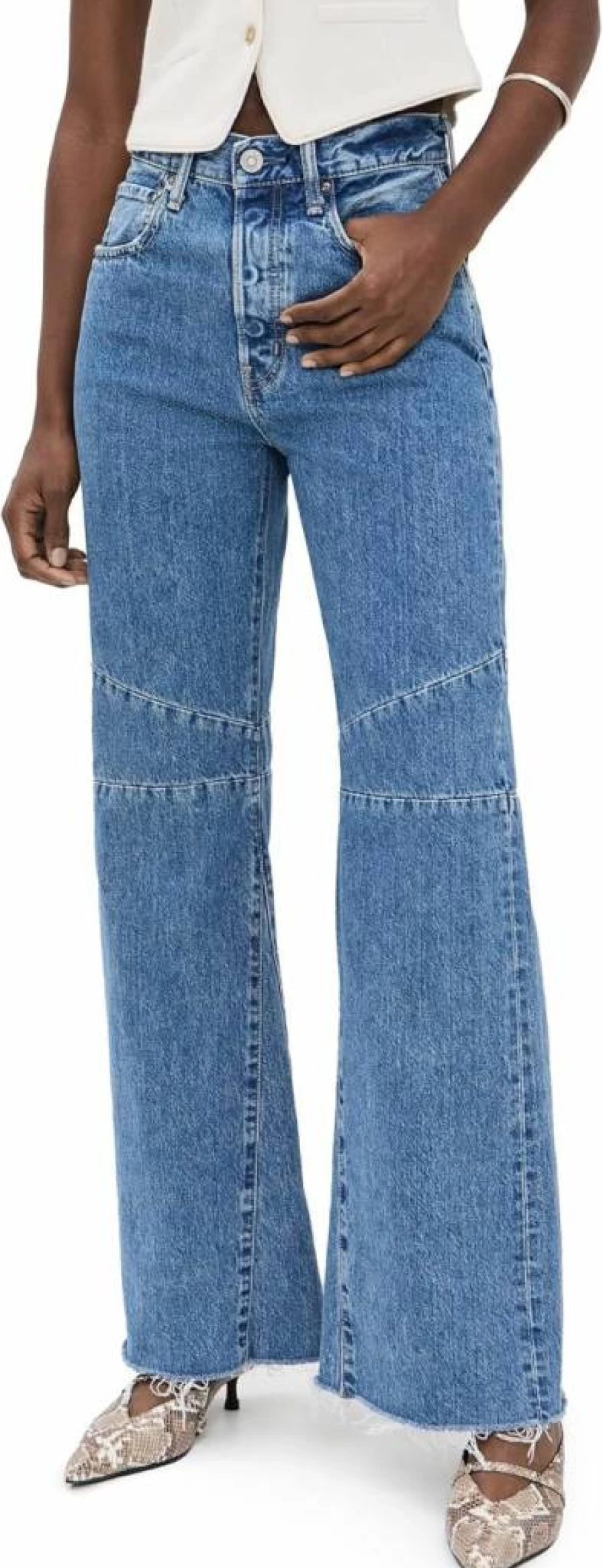 MOUSSY VINTAGE Women's High-Waisted Flare Jeans - MV Riviera Distressed Denim Pants for Women