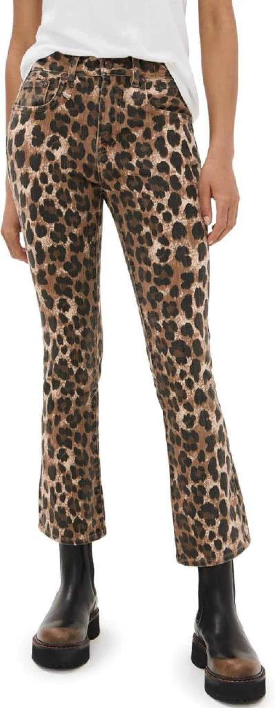 R13 Women's High-Waisted Kick Fit Stretch Denim Jeans for a Flattering Silhouette