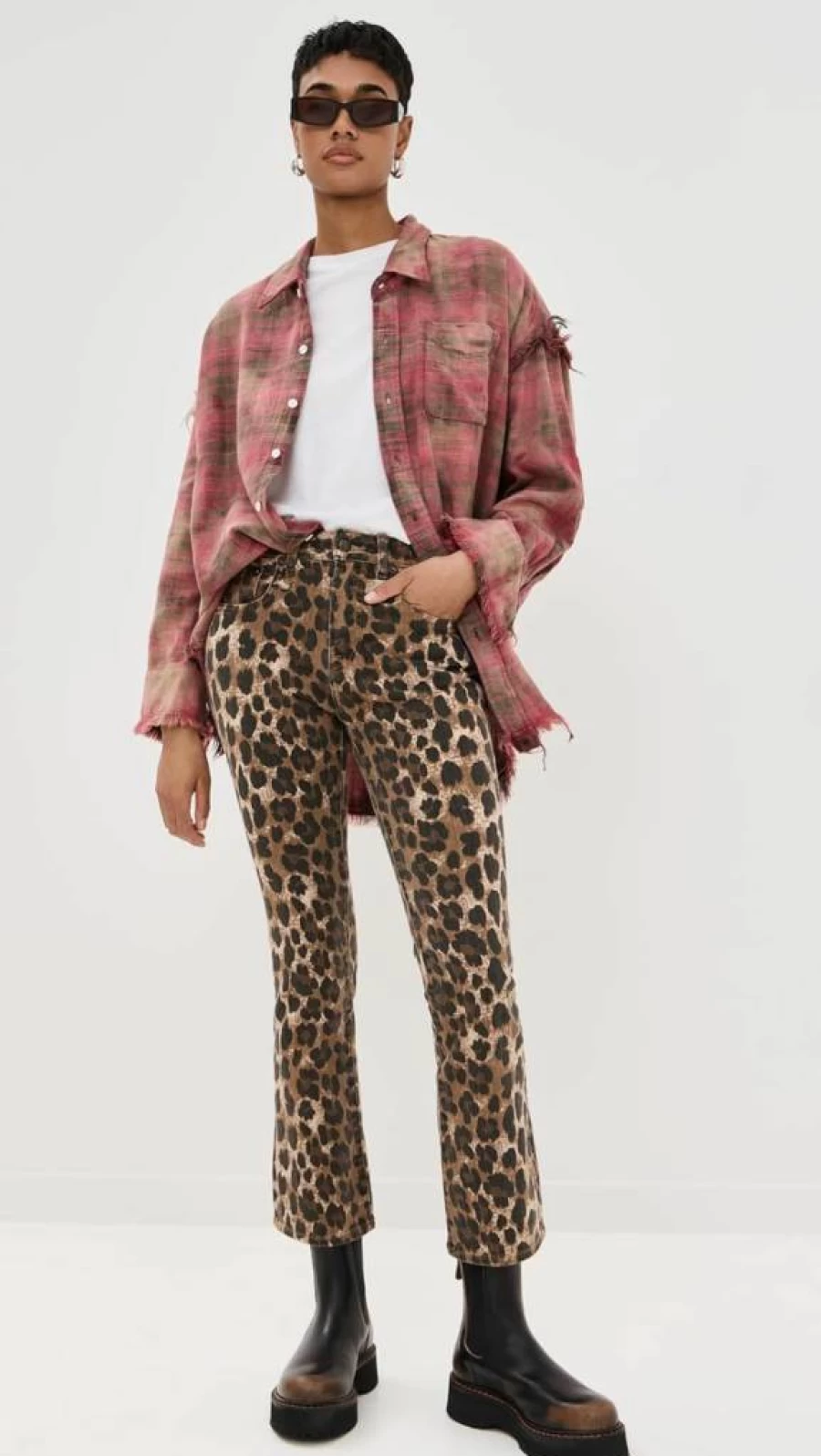 R13 Women's High-Waisted Kick Fit Stretch Denim Jeans for a Flattering Silhouette