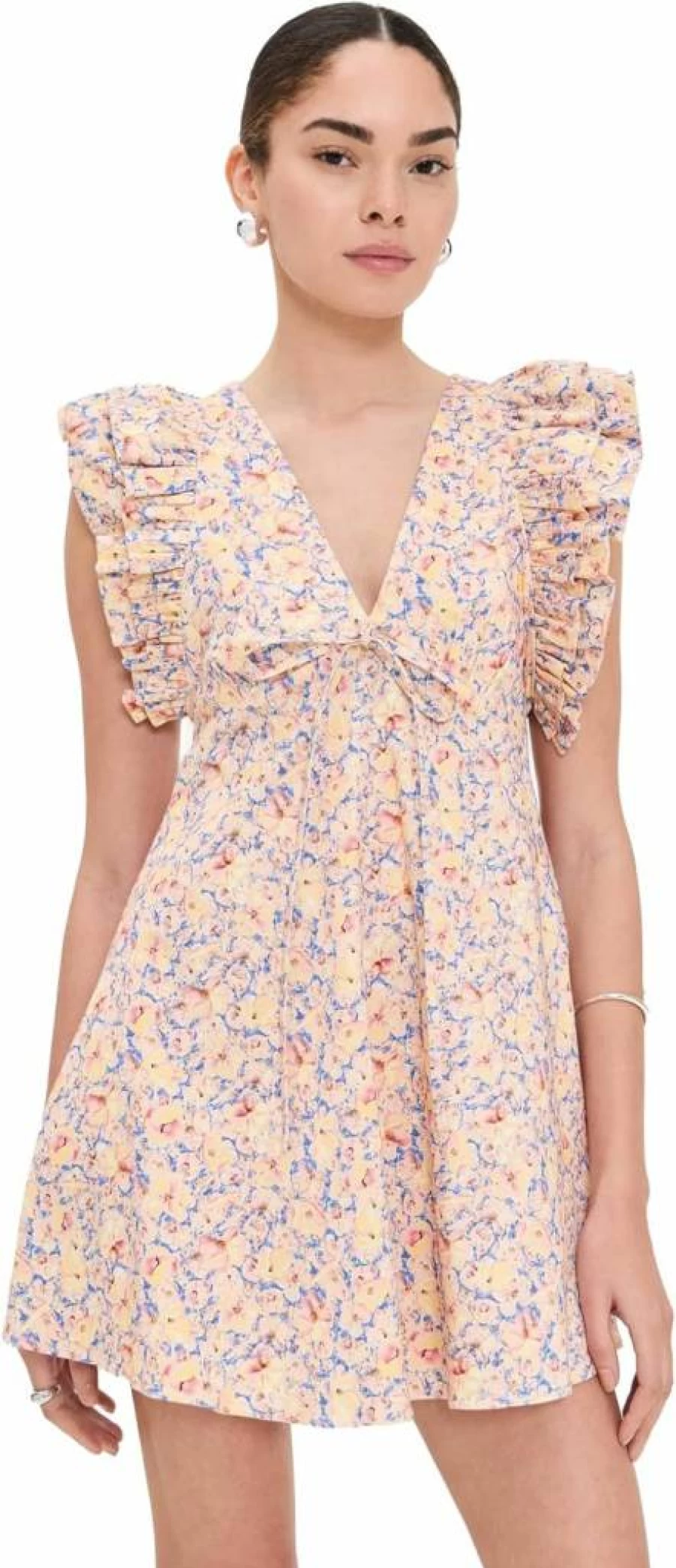 Kika Vargas Women's Nola Dress in Yellow Garden Floral Print - Elegant Summer Dress