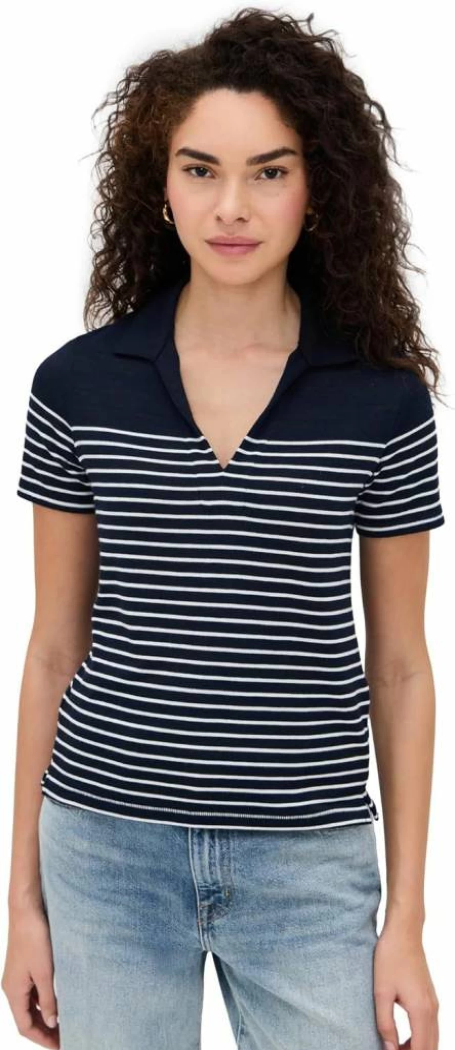 Rag & Bone Women's Striped Knit Polo Shirt - Classic Casual Top