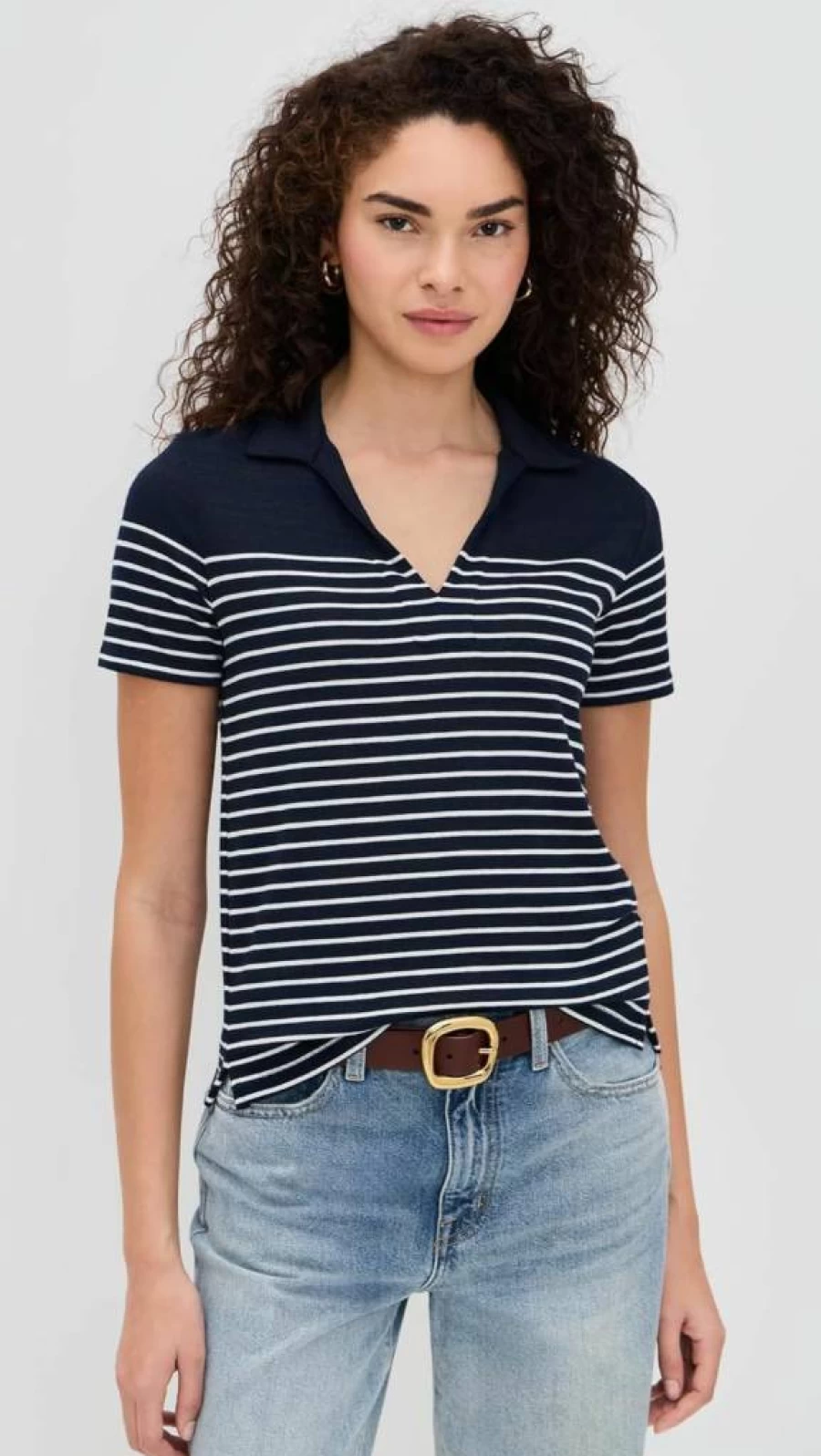 Rag & Bone Women's Striped Knit Polo Shirt - Classic Casual Top