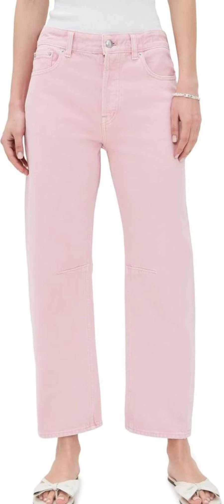 Madewell Women's High-Rise Barrel-Leg Jeans with Darted Detail - Slimming Straight Fit Denim Pants
