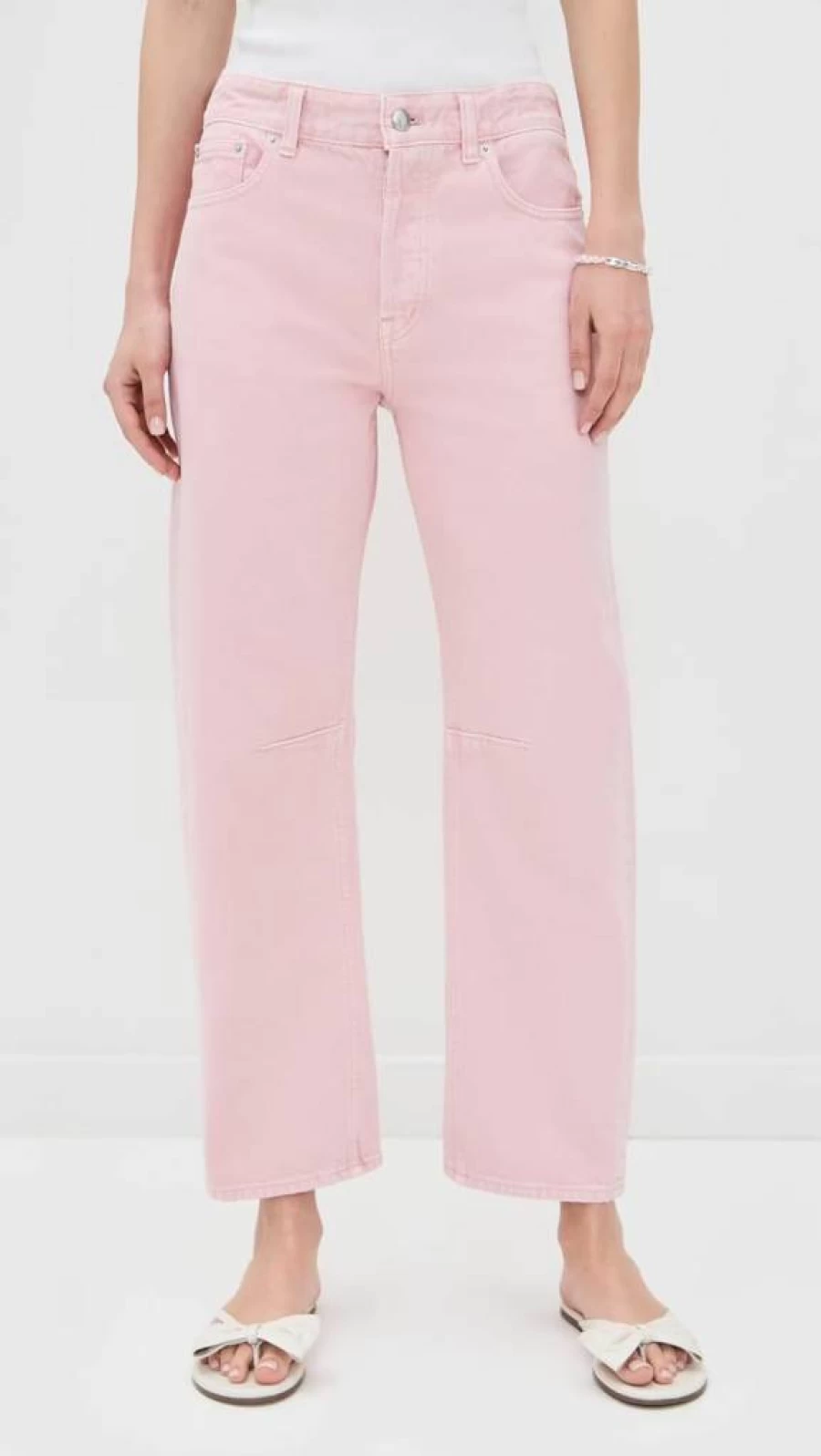 Madewell Women's High-Rise Barrel-Leg Jeans with Darted Detail - Slimming Straight Fit Denim Pants
