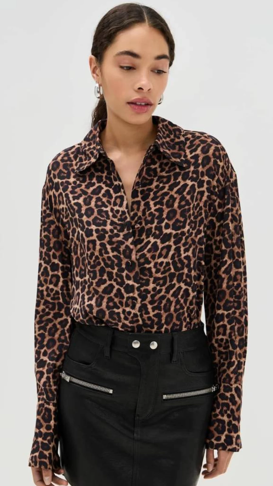 ANINE BING Women's Bridget Shirt - Classic Casual Button-Up Top for Women