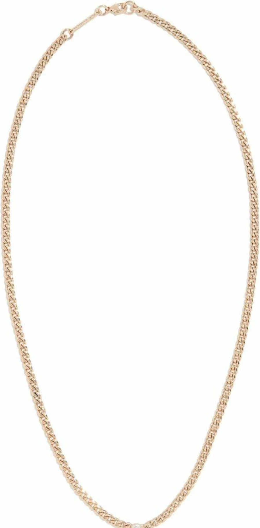 ZOE CHICCO 14K Yellow Gold Small Curb Chain Necklace with Floating Diamond Pendant for Women