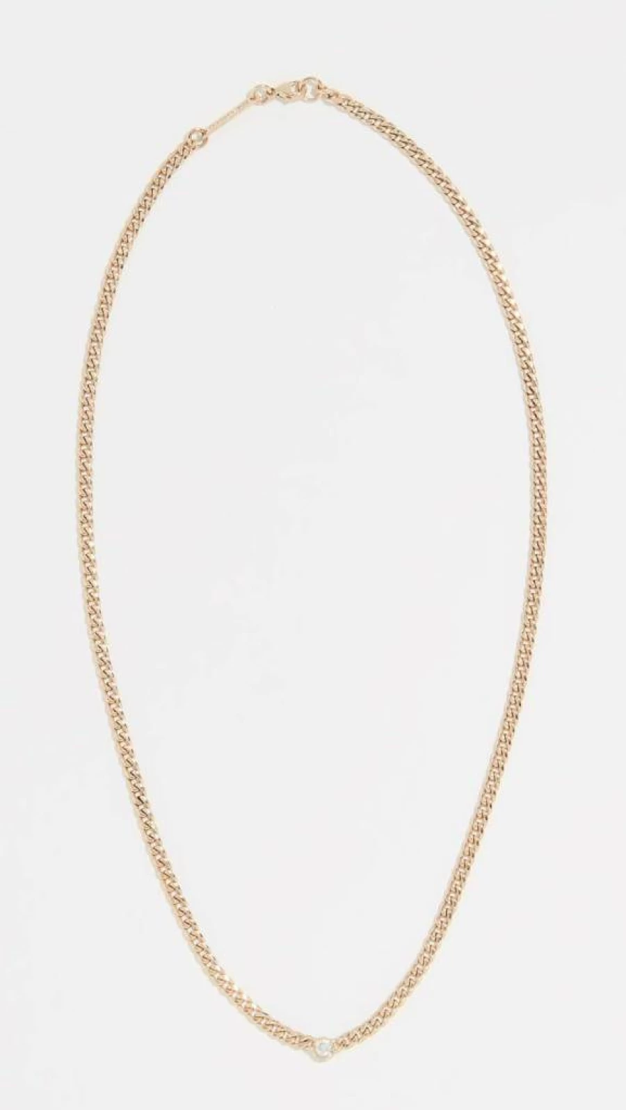 ZOE CHICCO 14K Yellow Gold Small Curb Chain Necklace with Floating Diamond Pendant for Women