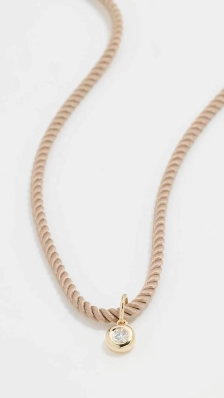EF Collection 14K Gold Diamond Pendant Necklace for Women - Elegant Pillow Cord Chain