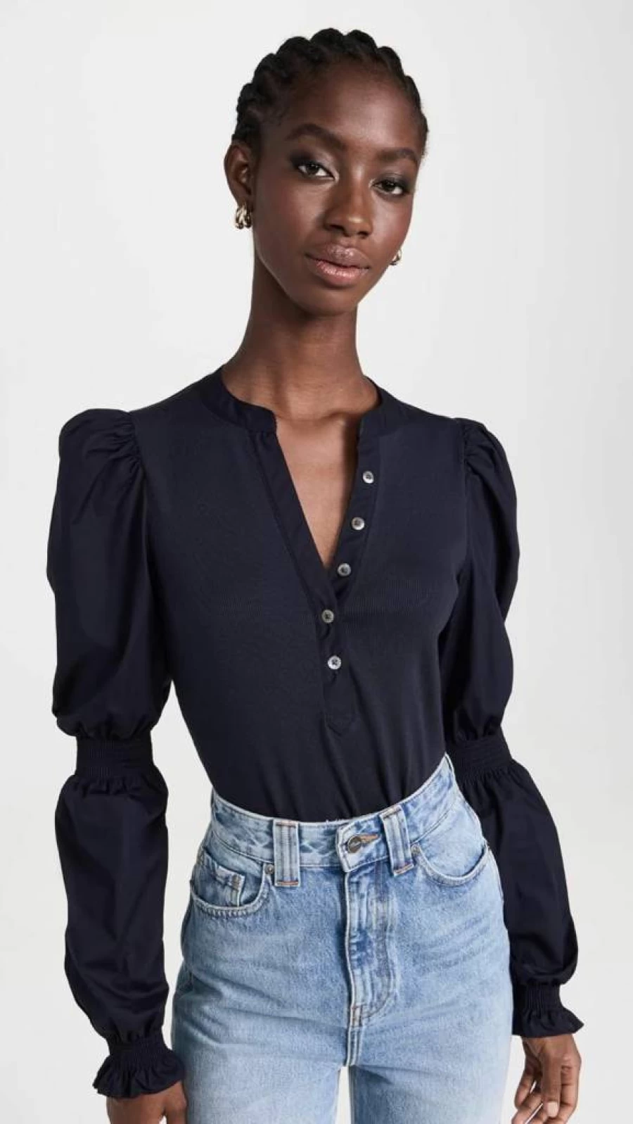 Veronica Beard Effy Top for Women - Navy Blue Denim Shirt in XS Size