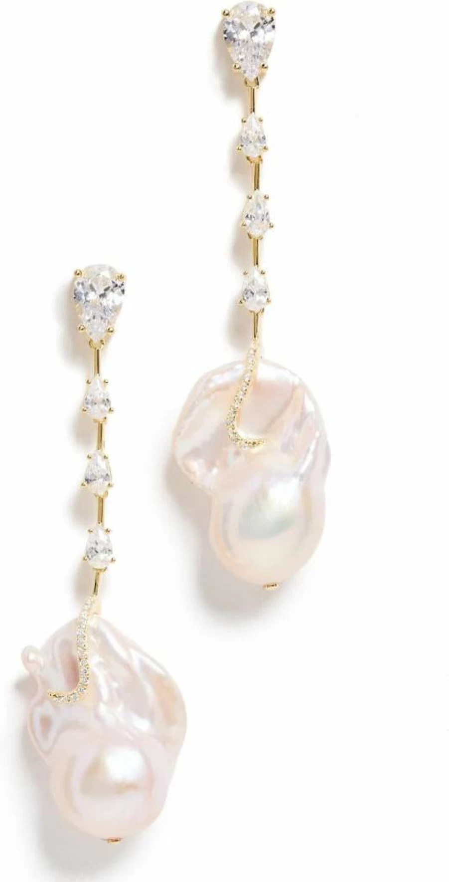 ADINA EDEN 14K Gold Baroque Pearl Dangle Stud Earrings for Women
