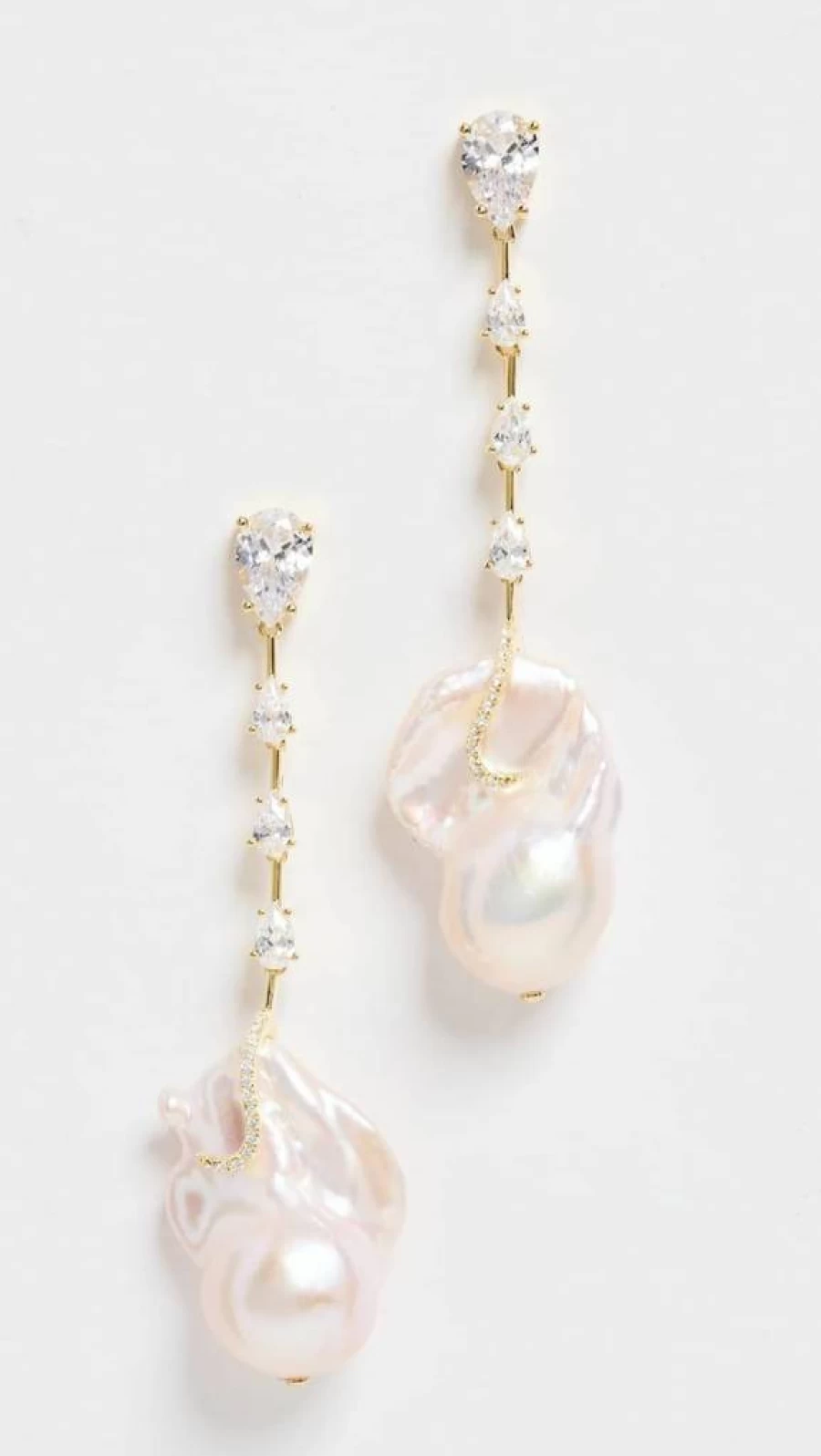 ADINA EDEN 14K Gold Baroque Pearl Dangle Stud Earrings for Women