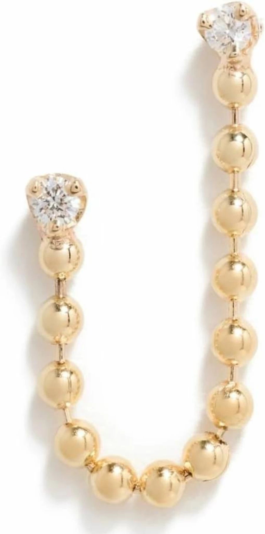 ZOE CHICCO 14K Gold Diamond Double Stud Earrings with Bead Chain for Women