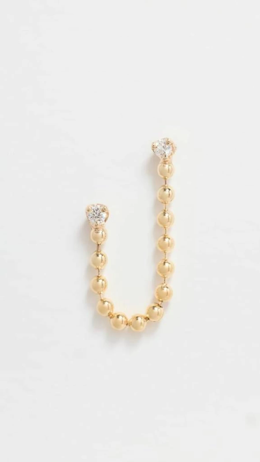 ZOE CHICCO 14K Gold Diamond Double Stud Earrings with Bead Chain for Women