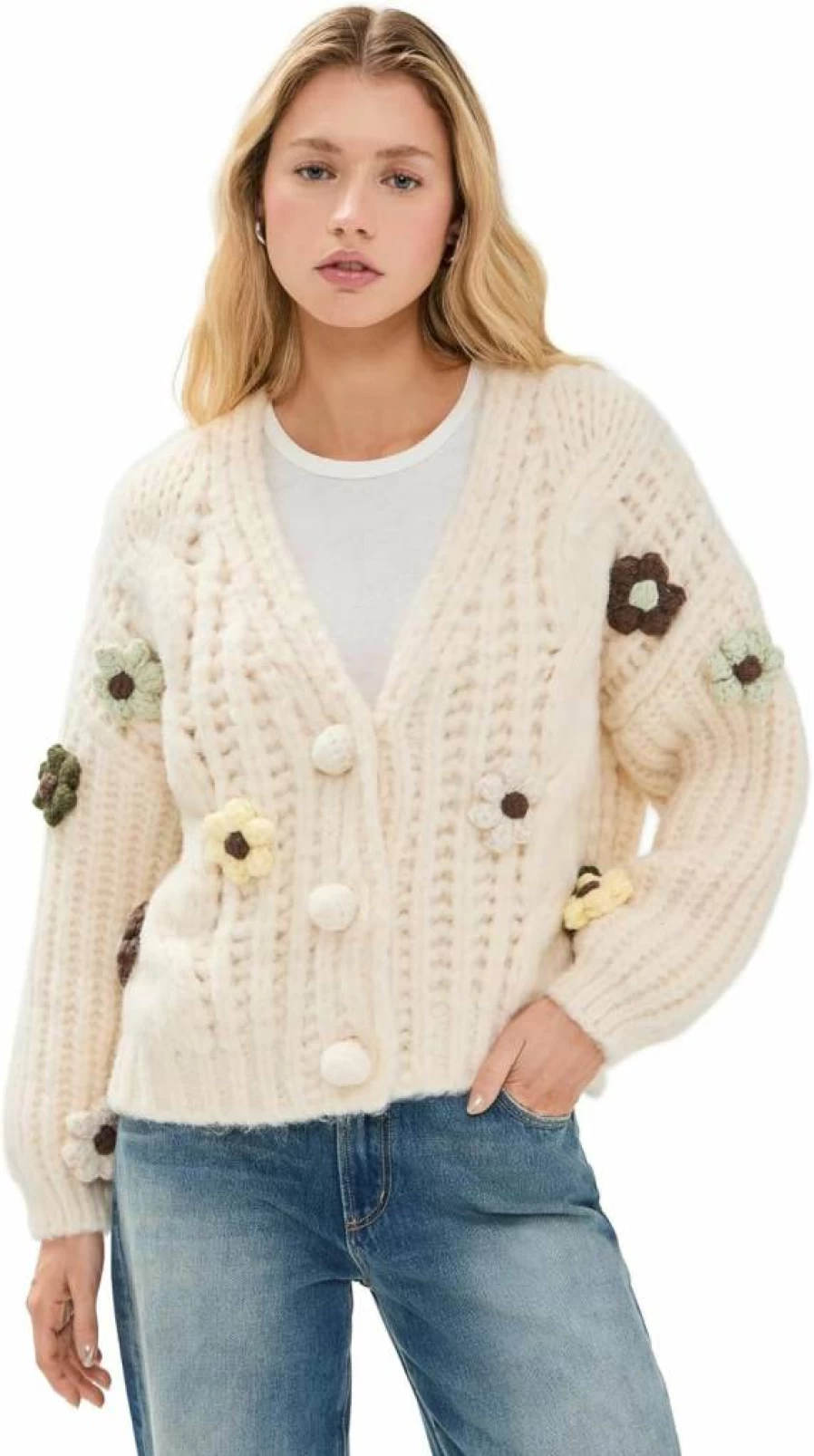 Little Lies Women's Viola Floral Cardigan - Elegant Spring Knit Sweater Wrap
