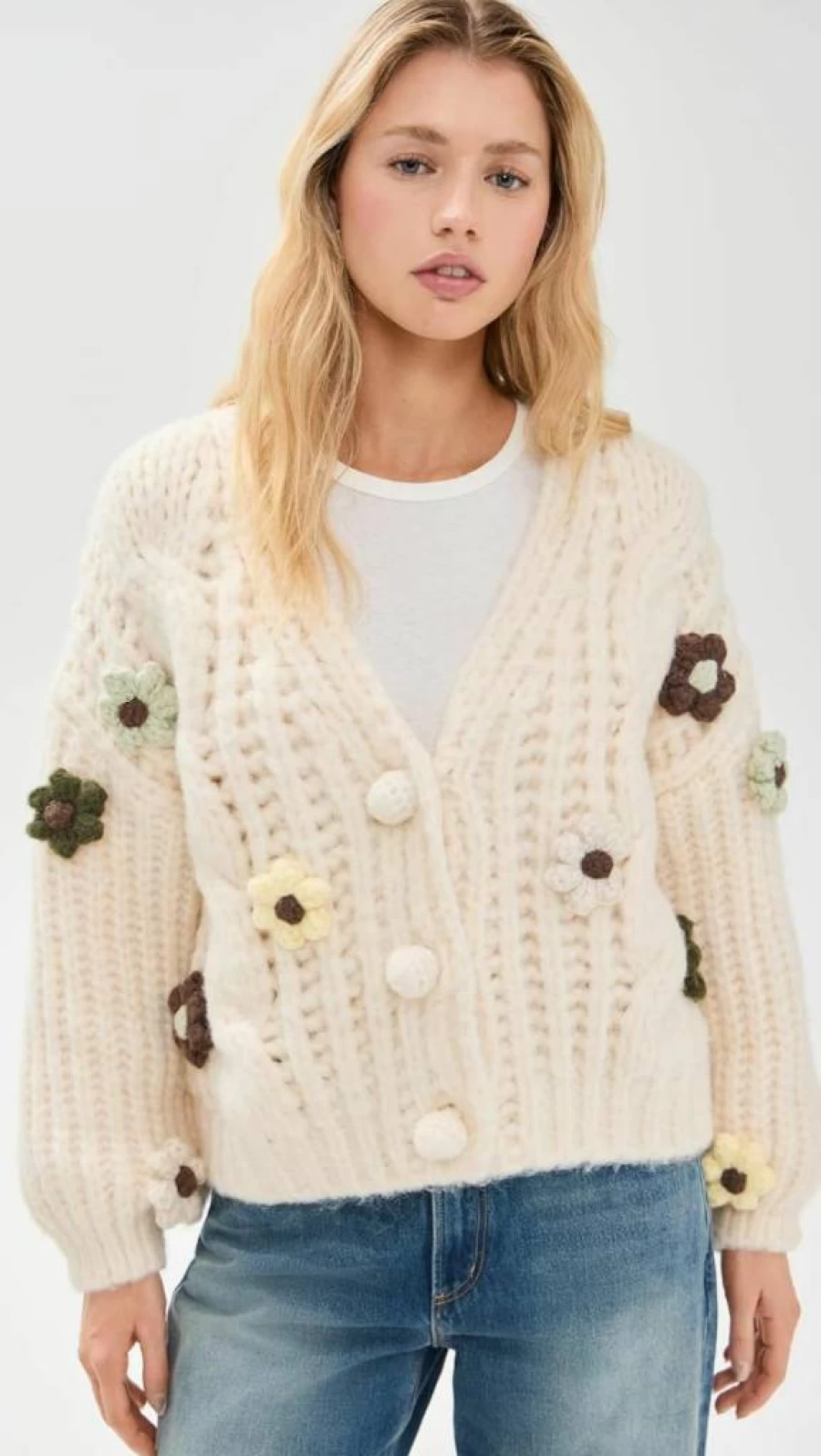Little Lies Women's Viola Floral Cardigan - Elegant Spring Knit Sweater Wrap