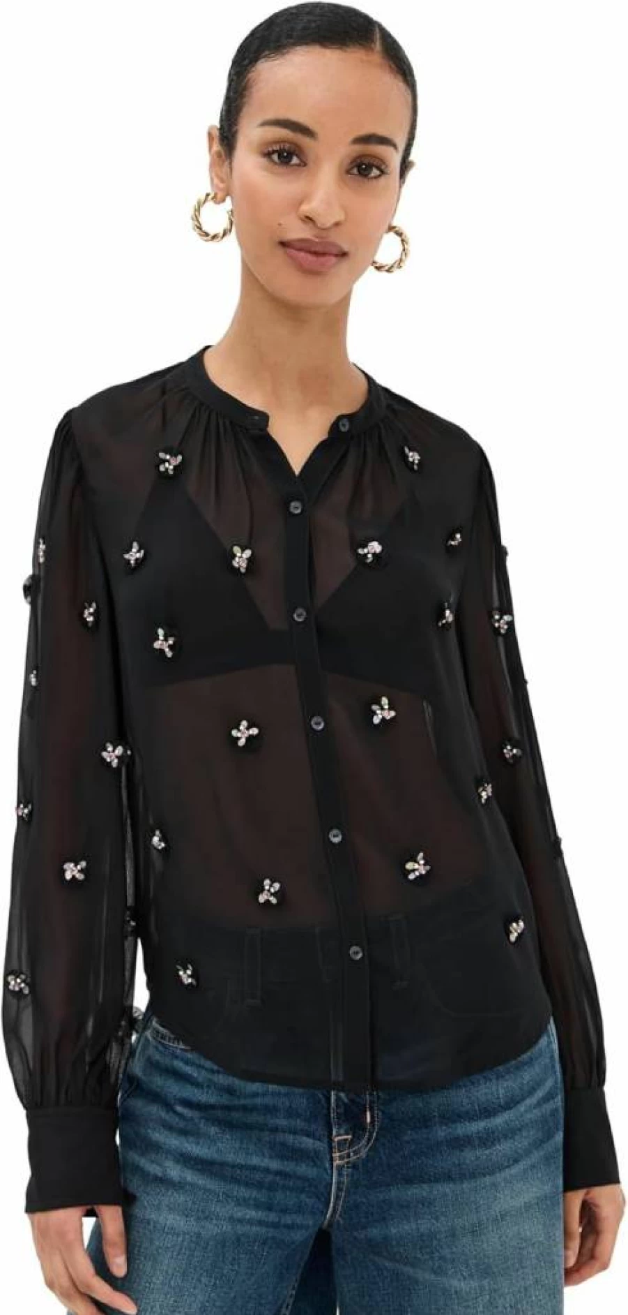 Ulla Johnson Women's Bea Blouse | Floral Printed Silk Top | Elegant Feminine Blouse