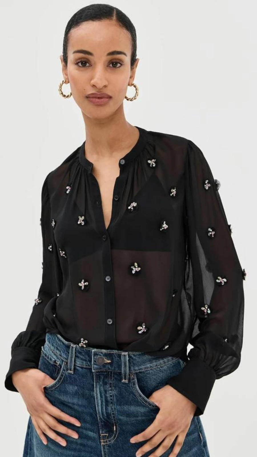 Ulla Johnson Women's Bea Blouse | Floral Printed Silk Top | Elegant Feminine Blouse