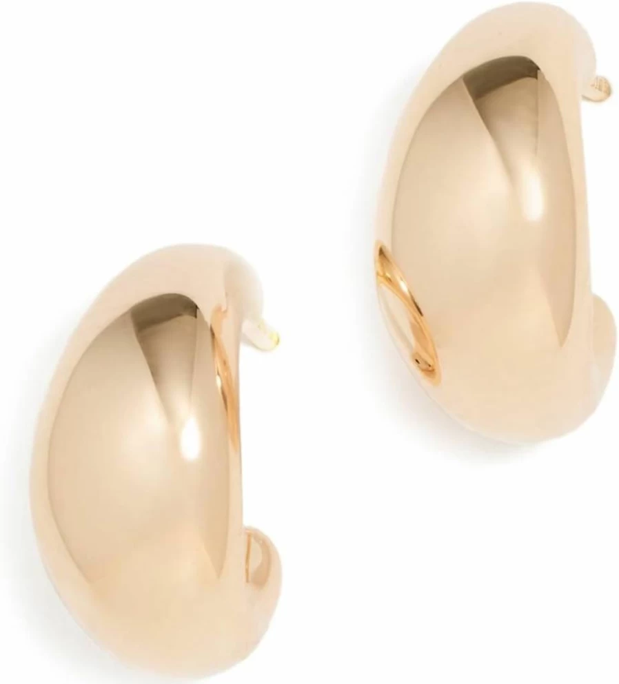 EF Collection 14K Gold Large Dome Hoop Earrings for Women