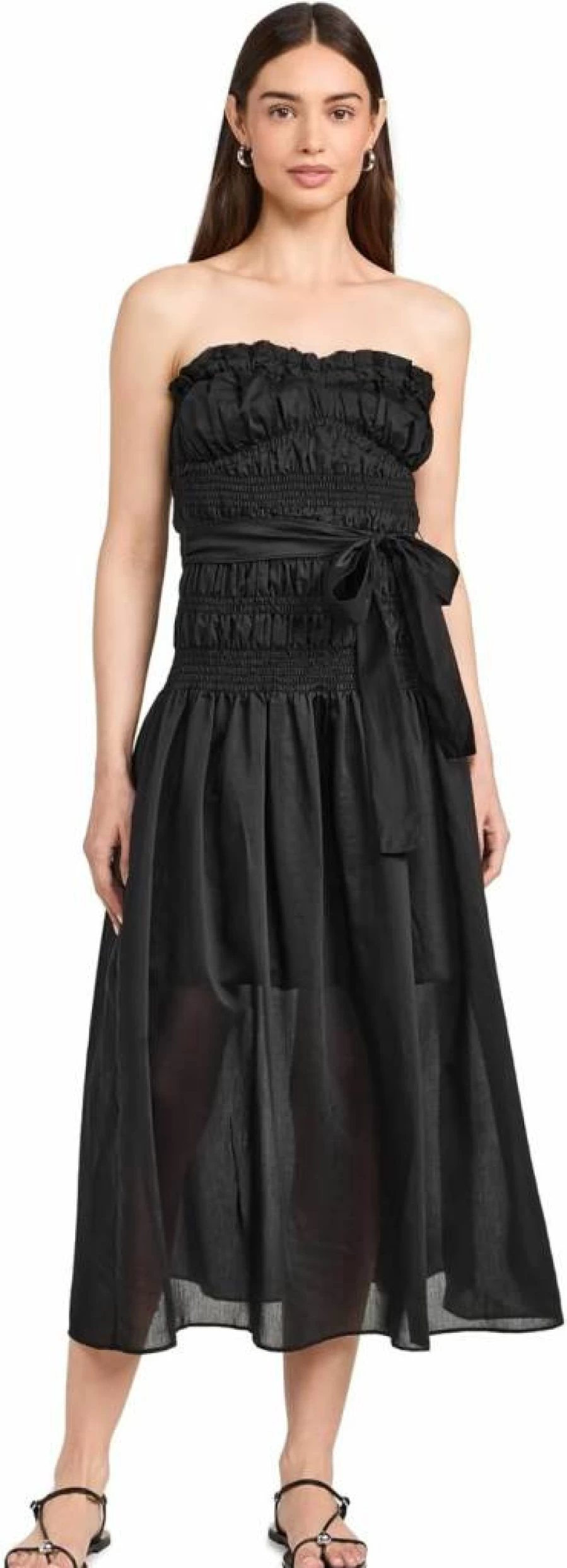 MOON RIVER Women's Elegant Strapless Maxi Dress - Flowy Summer Beach Wedding Evening Gown
