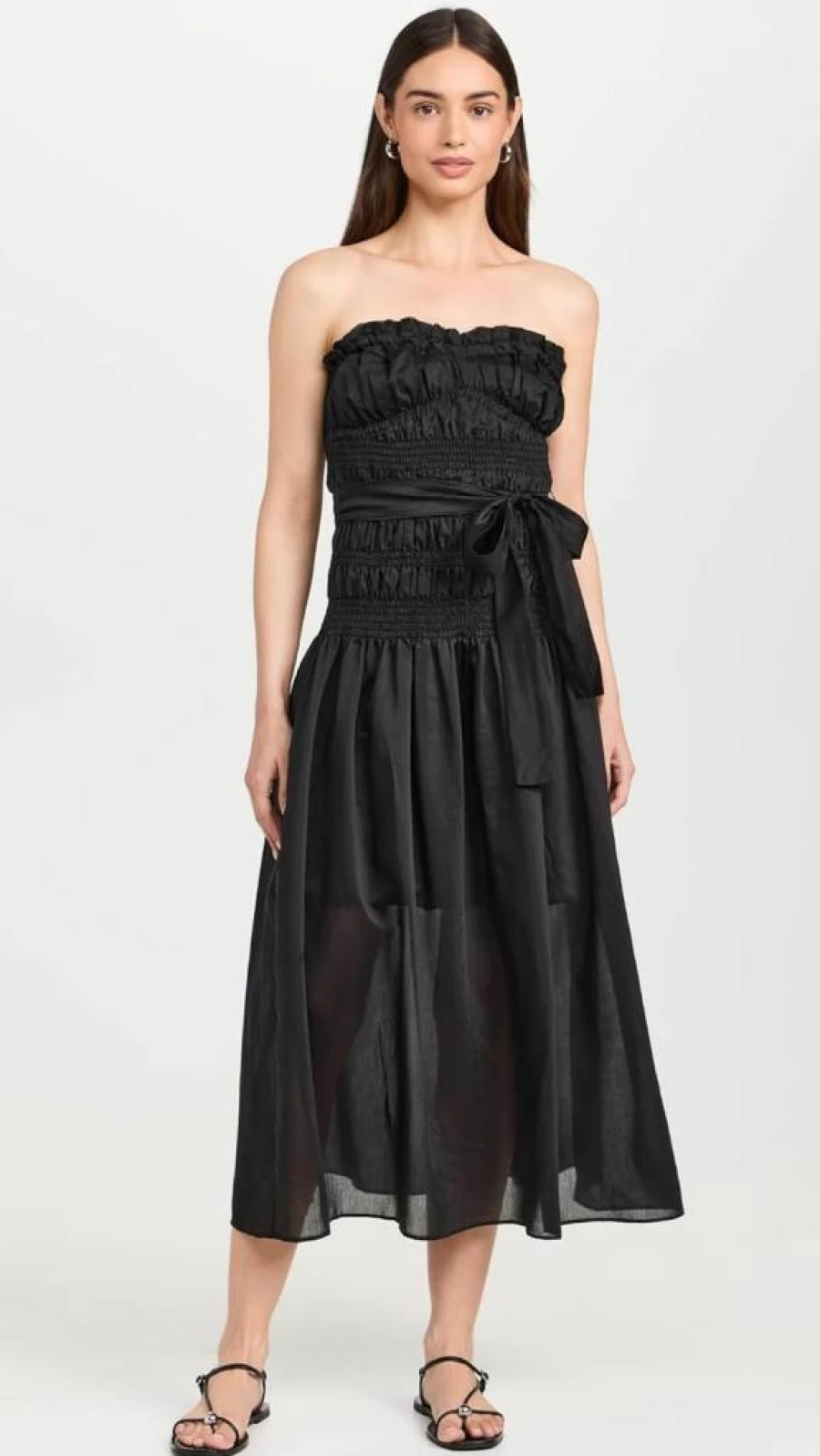 MOON RIVER Women's Elegant Strapless Maxi Dress - Flowy Summer Beach Wedding Evening Gown